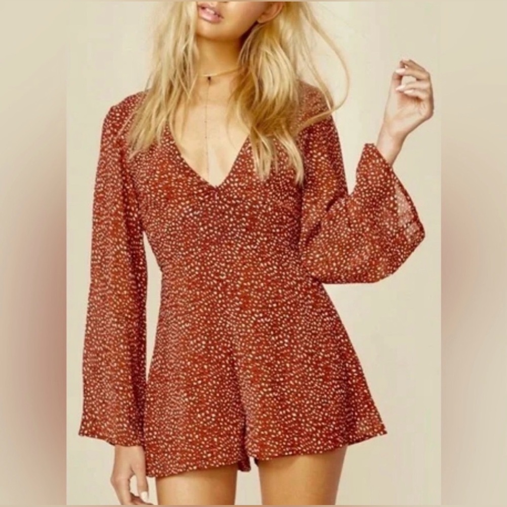 WYLDR Rust Patterned romper.